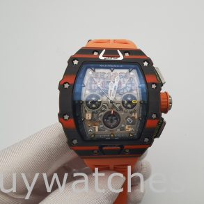 Richard Mille RM11-03 Zegarek unisex 44 mm z gumową kopertą z włókna węglowego