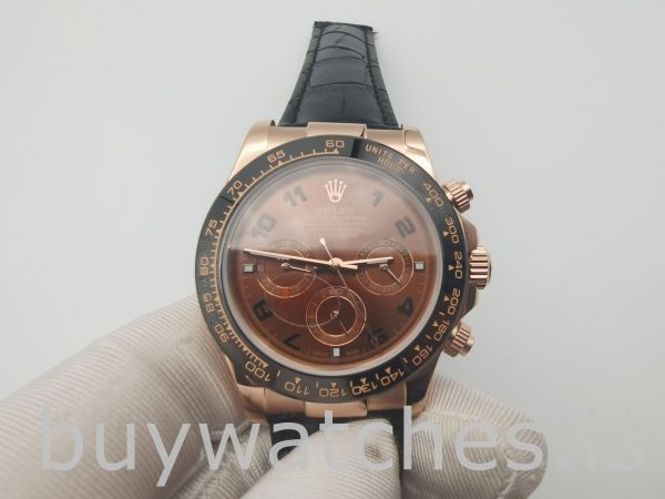 Rolex Daytona 116515 Skórzany zegarek z kopertą 40 mm i czekoladową tarczą