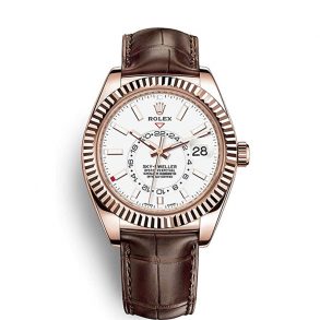 Rolex Sky-Dweller 326135 White 42mm Brązowy solidny automatyczny zegarek